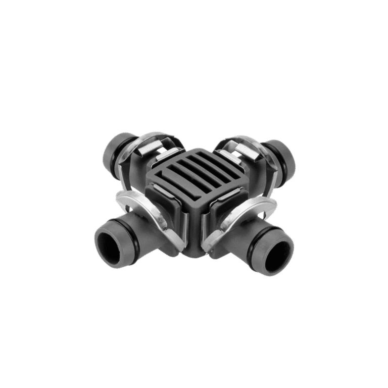 წვეთოვანი სარწყავის ოთხიანი კუთხე კონექტორი 13 მმ